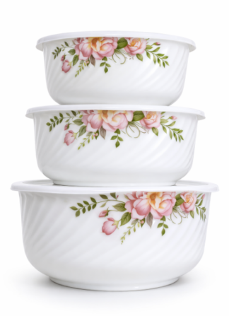 3 Piece Glass Casserole Set With Plastic Lid #3002